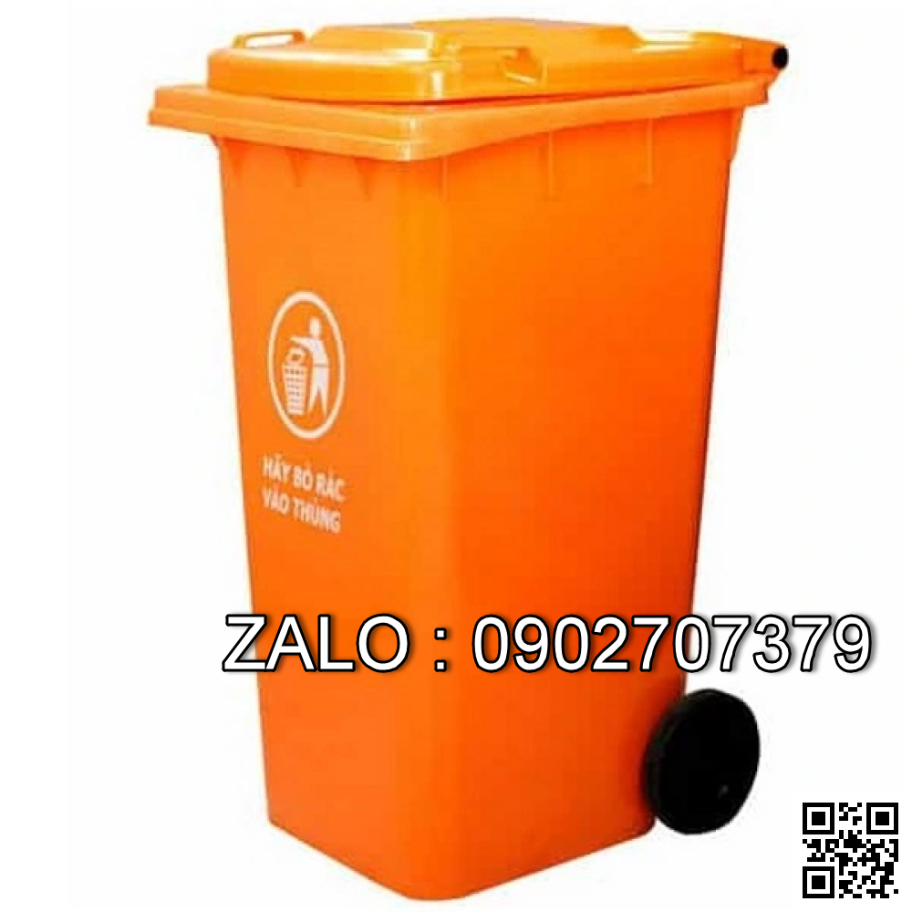 Thùng rác nhựa 240 lít, 710x560x1015mm ( Màu cam )