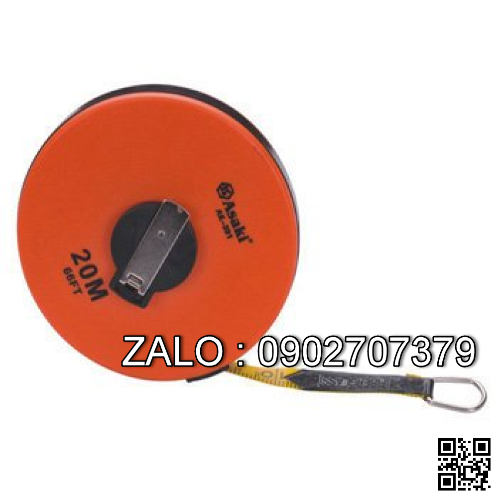 Thước dây sợi thủy tinh Asaki 20m vỏ nhựa nền vàng AK-0391