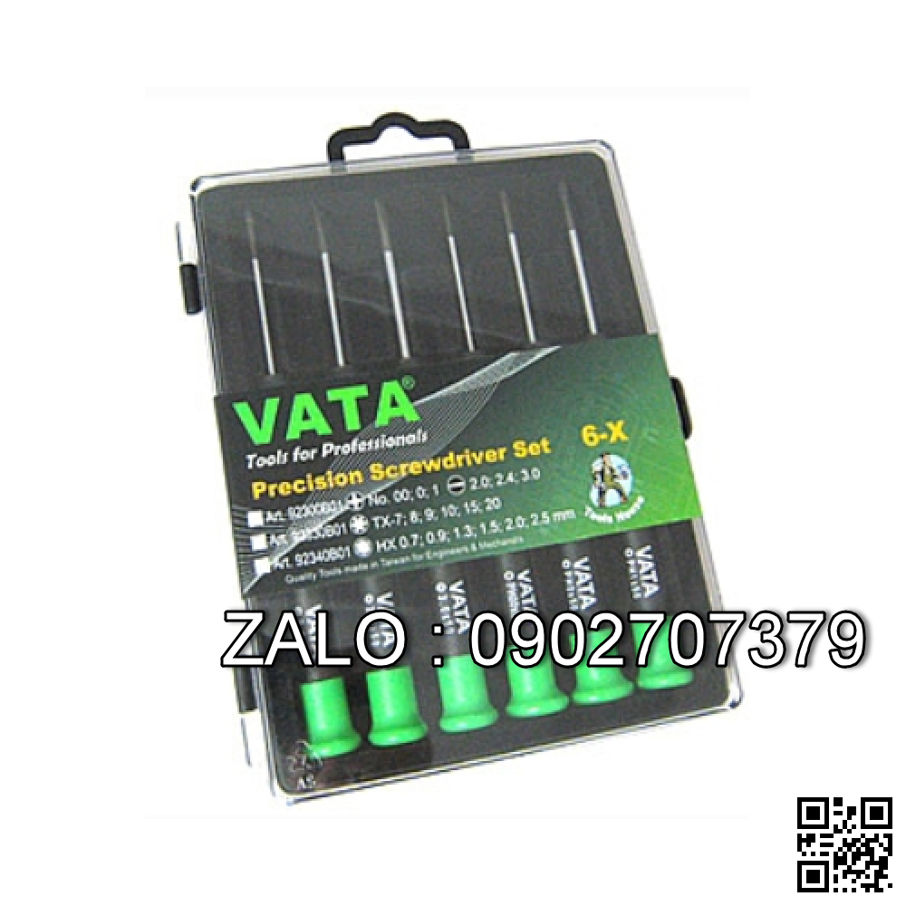 Bộ tuốc nơ vít VATA đồng hồ cán dài 2 cạnh & 4 cạnh 6 chi tiết 92300B01