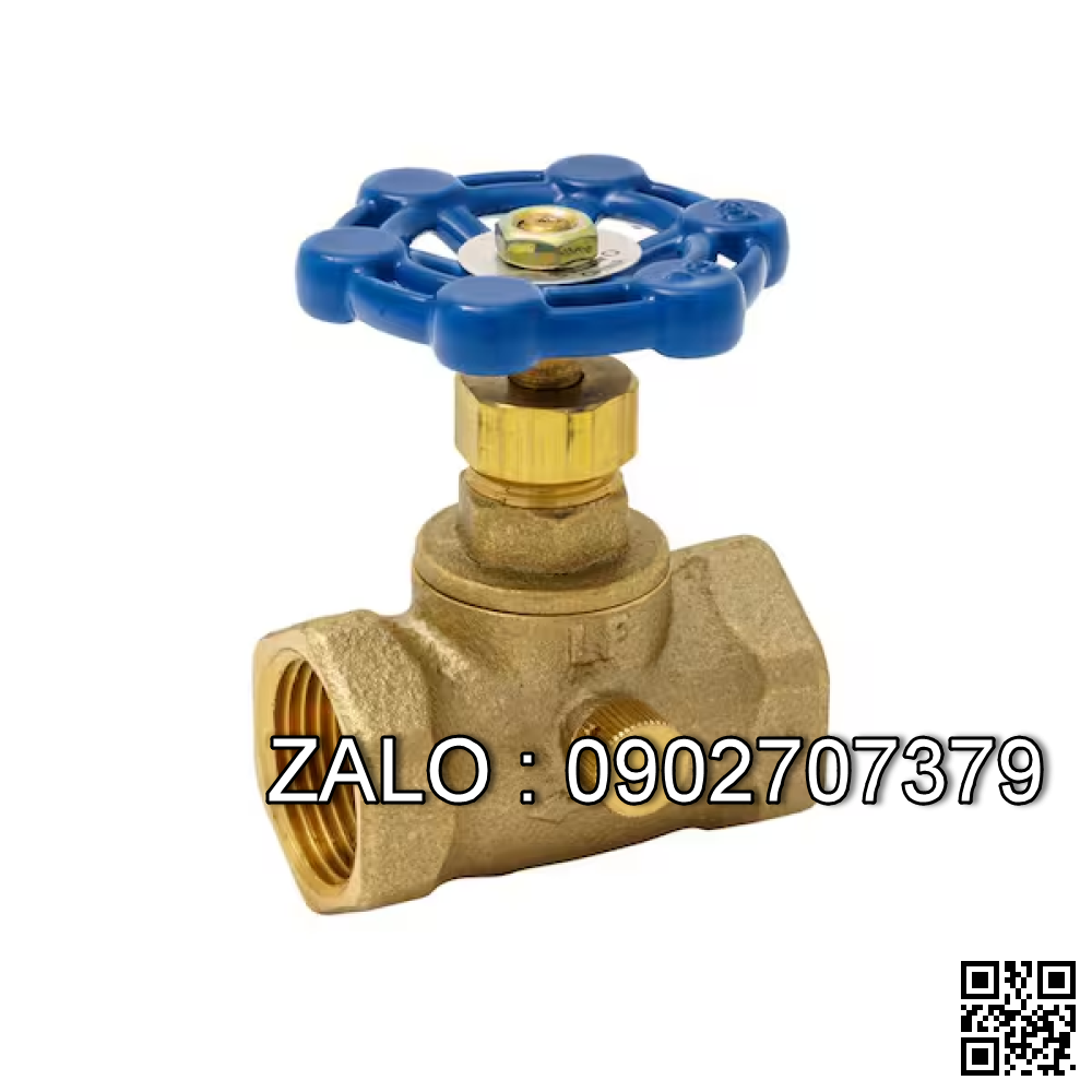 Van khóa thau tay vặn Inox màu xanh 90