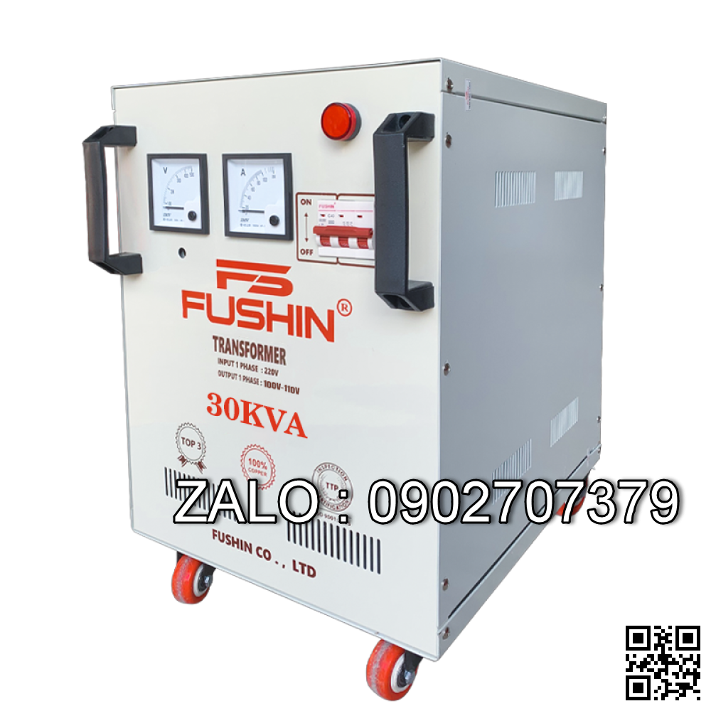 Biến áp cách ly 1P 220V/110V-220V 30KVA-Dây đồng - Nhản hiệu : Fushin