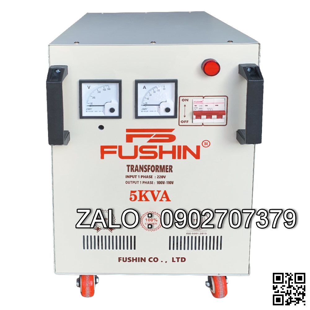 Biến áp cách ly 1P 220V/110V-220V 5KVA-Dây Đồng - Nhản hiệu : Fushin