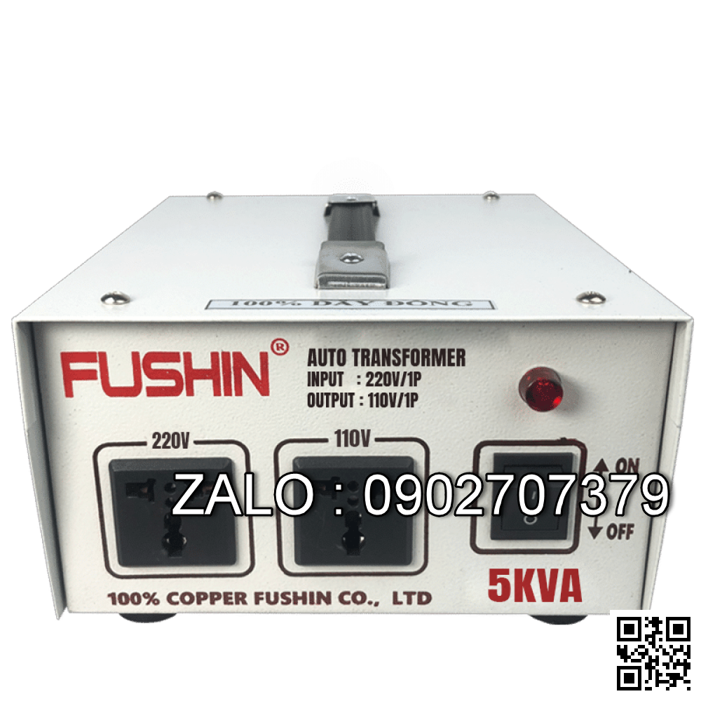 Biến áp tự ngẫu 1P 220V/110V 5KVA-Dây Đồng - Nhản hiệu : Fushin