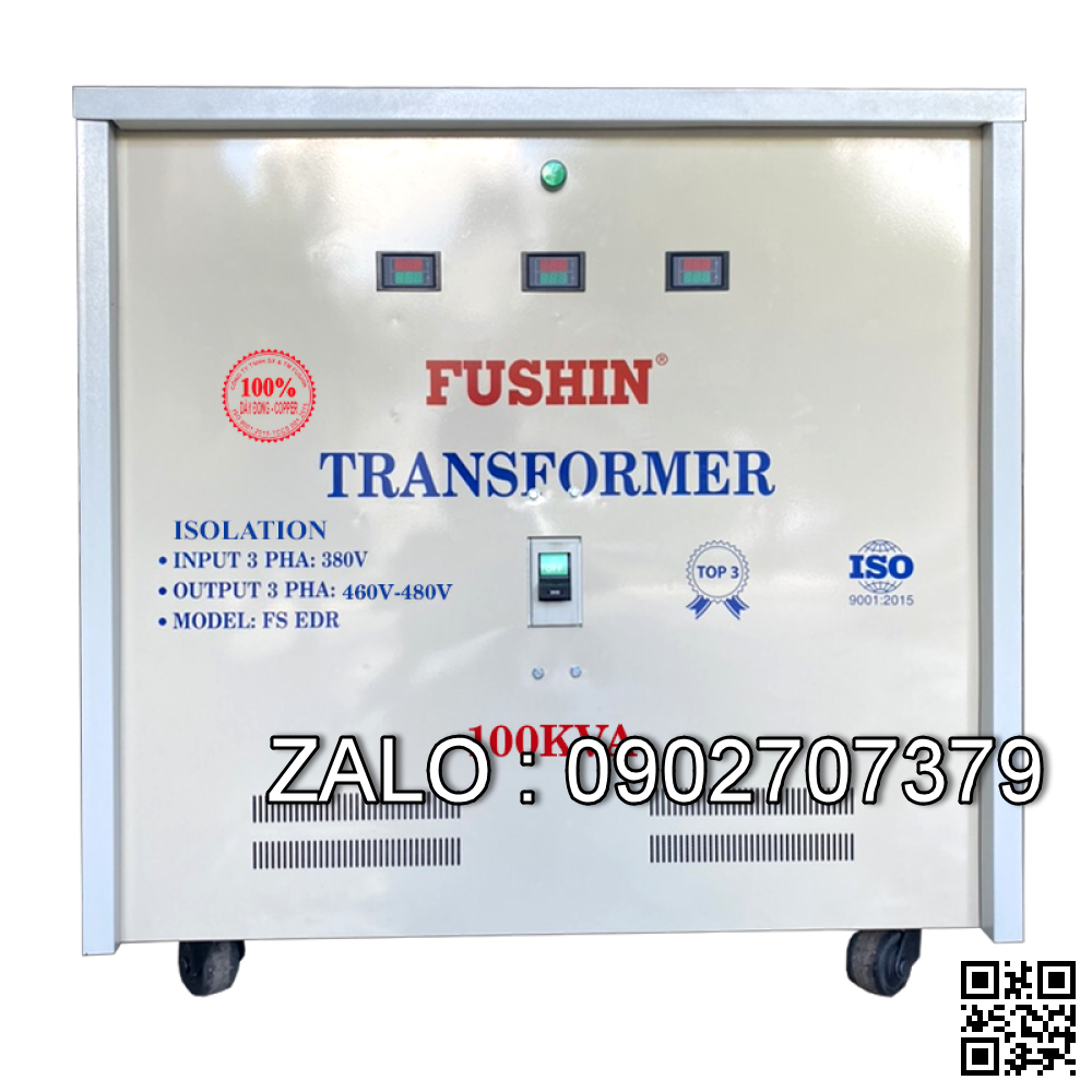 Biến áp cách ly 3 pha 380V/460V-480V 100KVA-Dây đồng - Nhản hiệu : Fushin