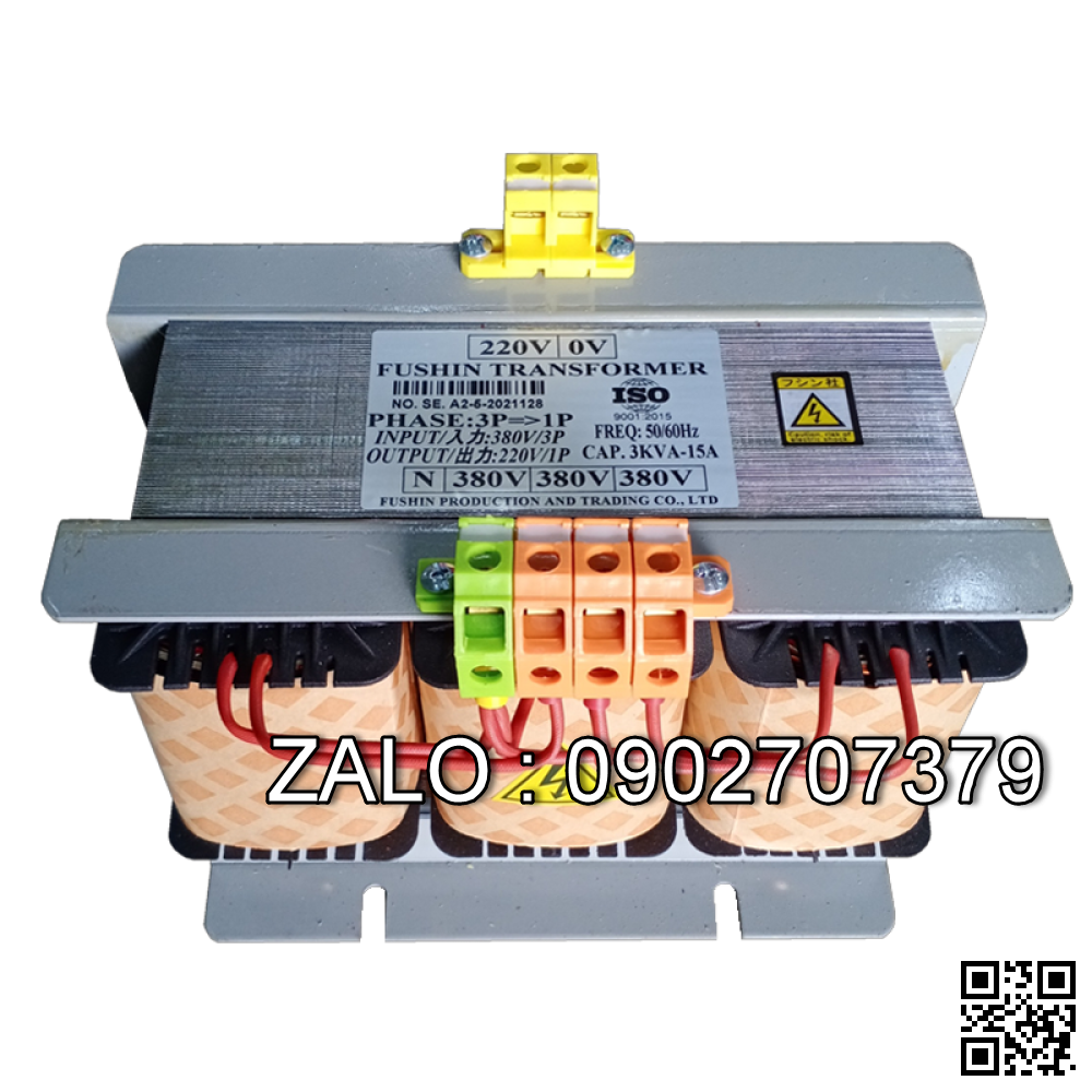 Biến áp 3P 380V ra 1P 220V-3KVA - Nhản hiệu : HANSINCO