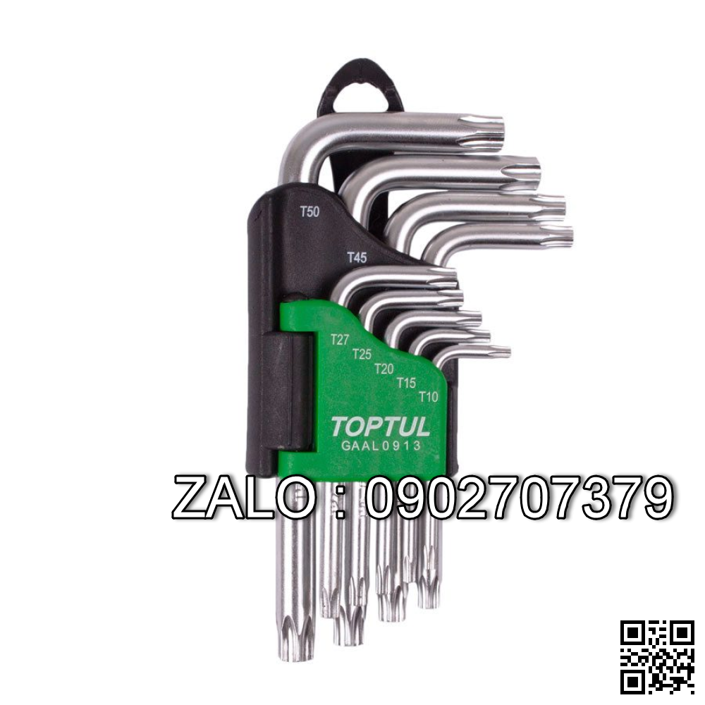 Bộ chìa vặn hoa thị(torx) TOPTUL 9 cây T10-
T50 loại dài Mạ crom GAAL0914