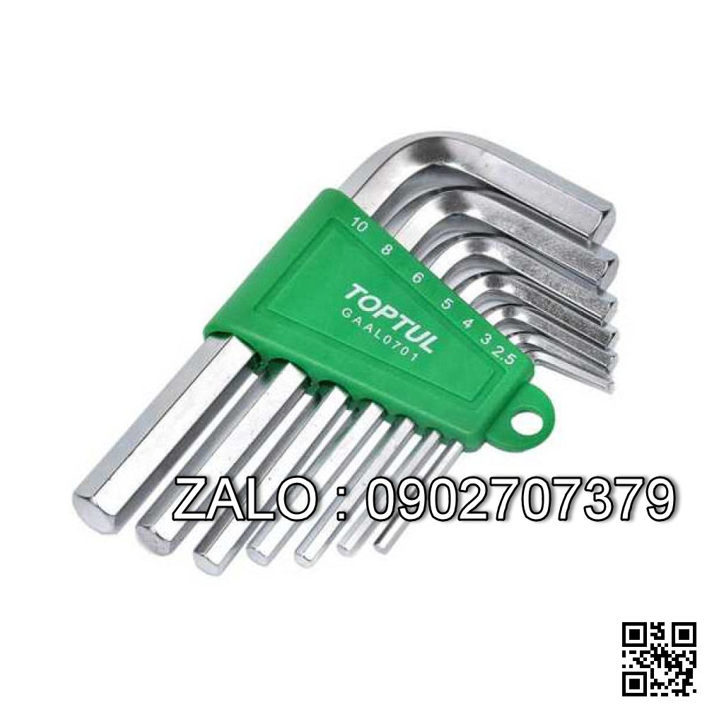 Bộ chìa vặn lục giác thường TOPTUL 7 cây
2.5-10mm loại ngắn Mạ crom GAAL0701