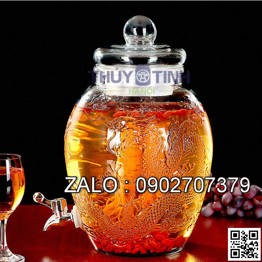Bình chum rồng sen 30L- có vòi (Kiện 1 cái)