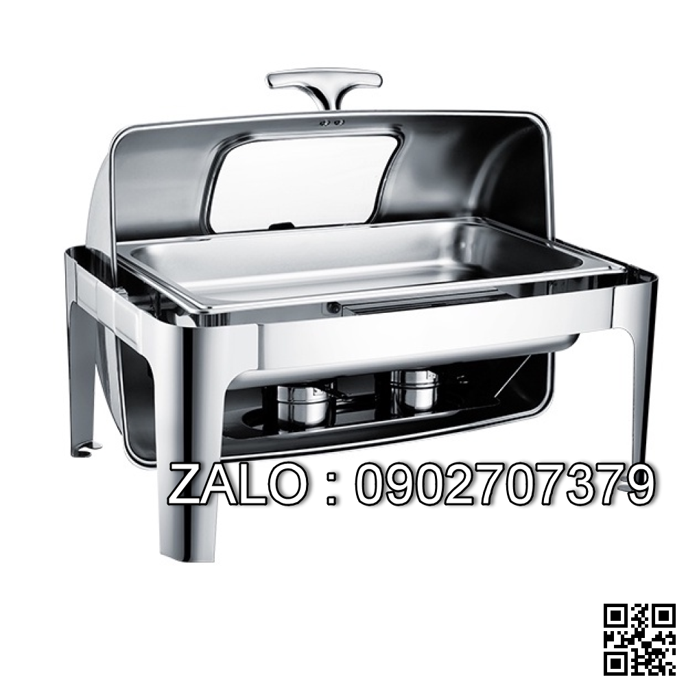Nồi hâm buffet chữ nhật 1 ngăn nắp kính