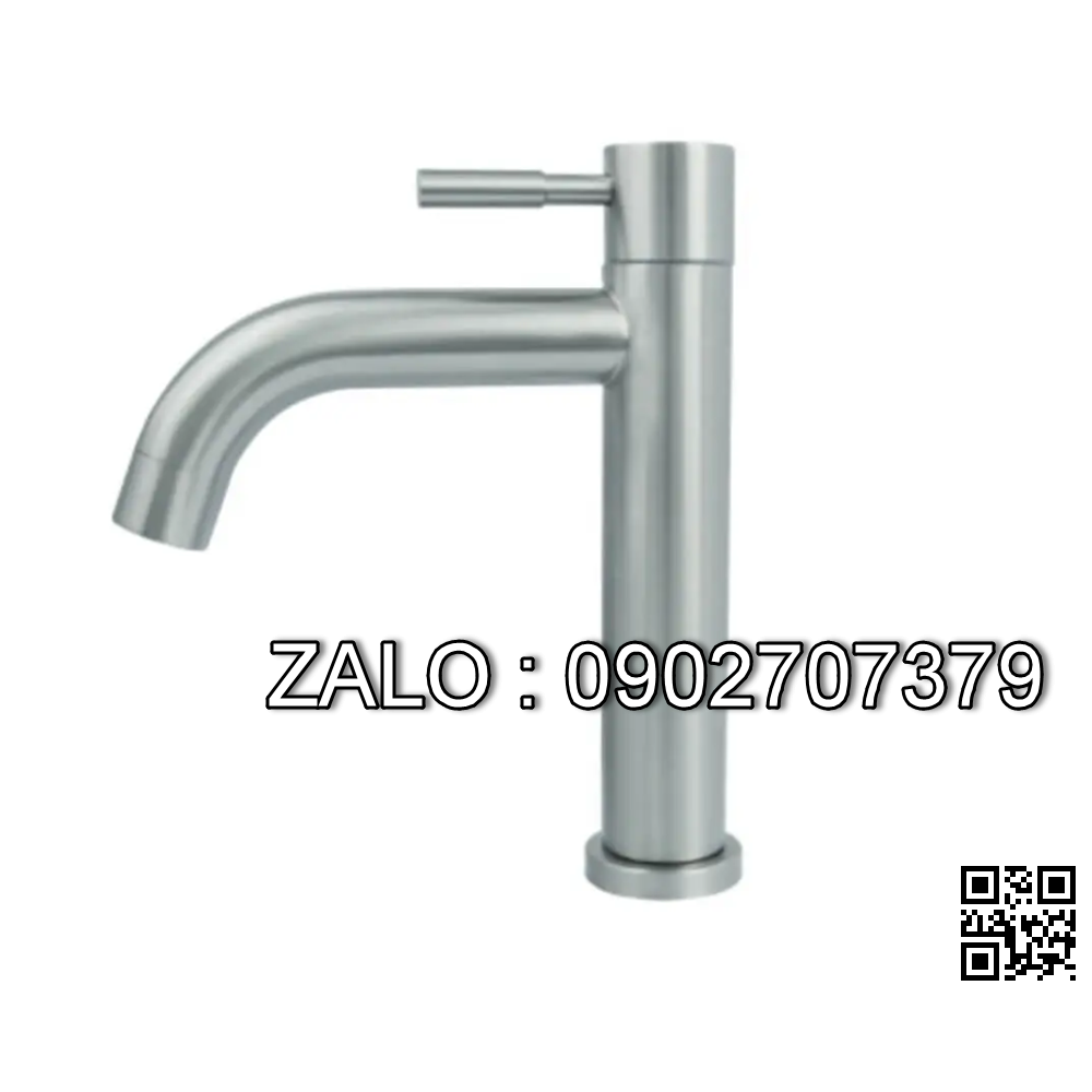 Vòi lavabo lạnh inox 304 20cm mũi cong