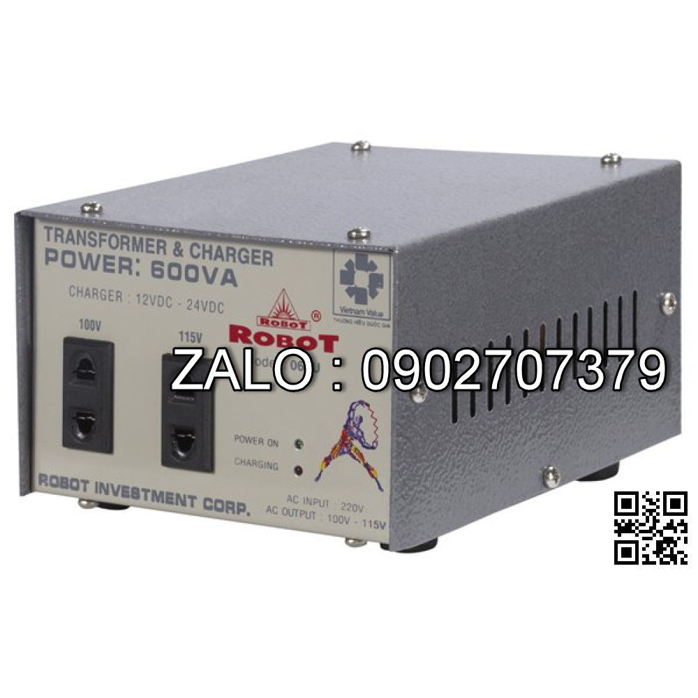 Máy biến thế có sạc ắc quy Robot 600VA ( 12-24V )