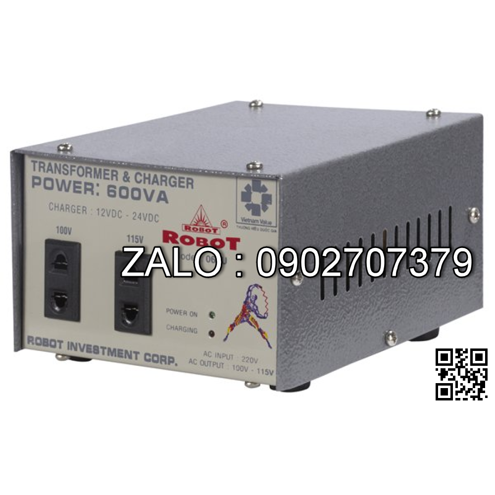 Máy biến thế có sạc ắc quy Robot 600VA ( 6-12V )