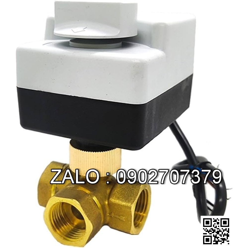 Van bi điện điều khiển đồng lắp ren ngoài 3 ngã DN10