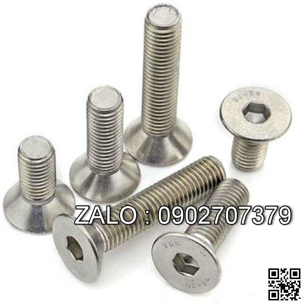 Bộ Bulong lục giác chìm đầu cầu ren lửng inox 304 M2x6