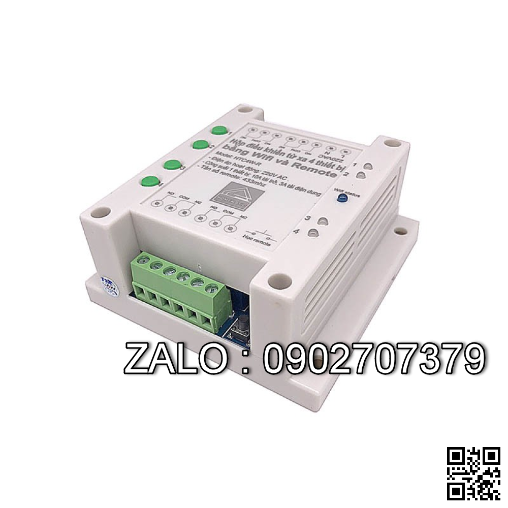 Hộp điều khiển từ xa 4 thiết bị bằng wifi và remote tuya HTC4W-R