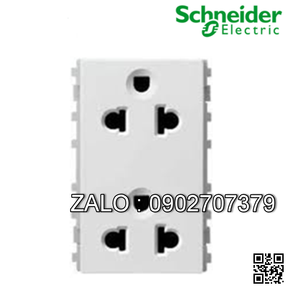 Ổ cắm đôi 3 chấu Schneider Zencelo A 84426LUES2_WE_G19 ( Màu trắng)