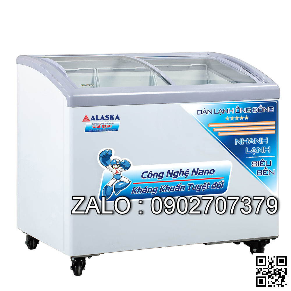 Tủ Đông Alaska KC-210C 210 Lít Dàn Đồng 2 Kiếng Lùa