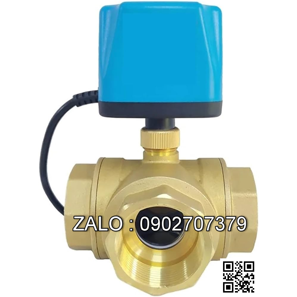 Van bi điện điều khiển thau lắp ren trong 3 ngã DN30