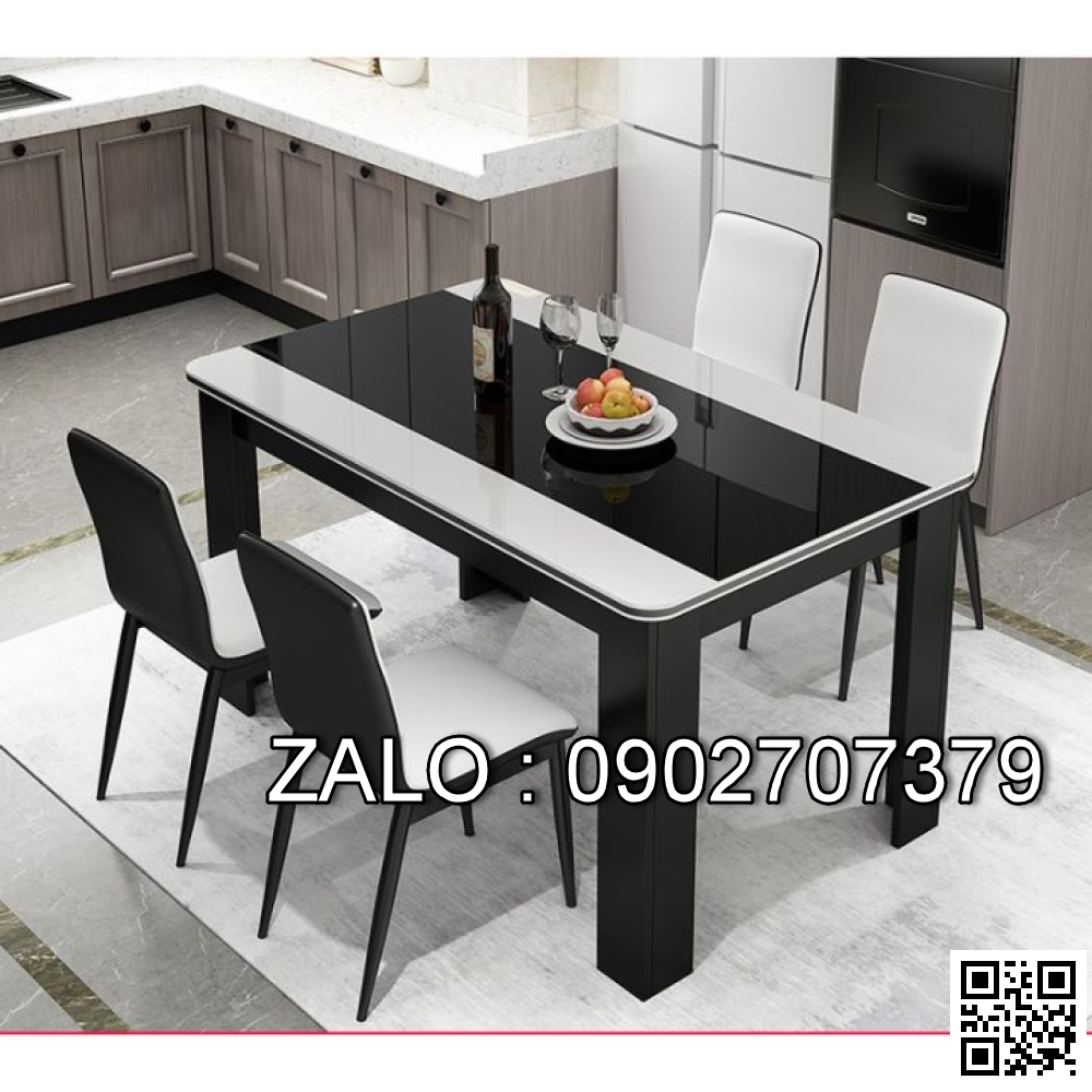 Bộ Bàn Ăn Cao Cấp Mặt Kính Tặng Kèm 4 Ghế Da - Bàn Ăn Nhập Khẩu Kích Thước 1m2 x 70cm ( Có Kèm Ảnh Thật )