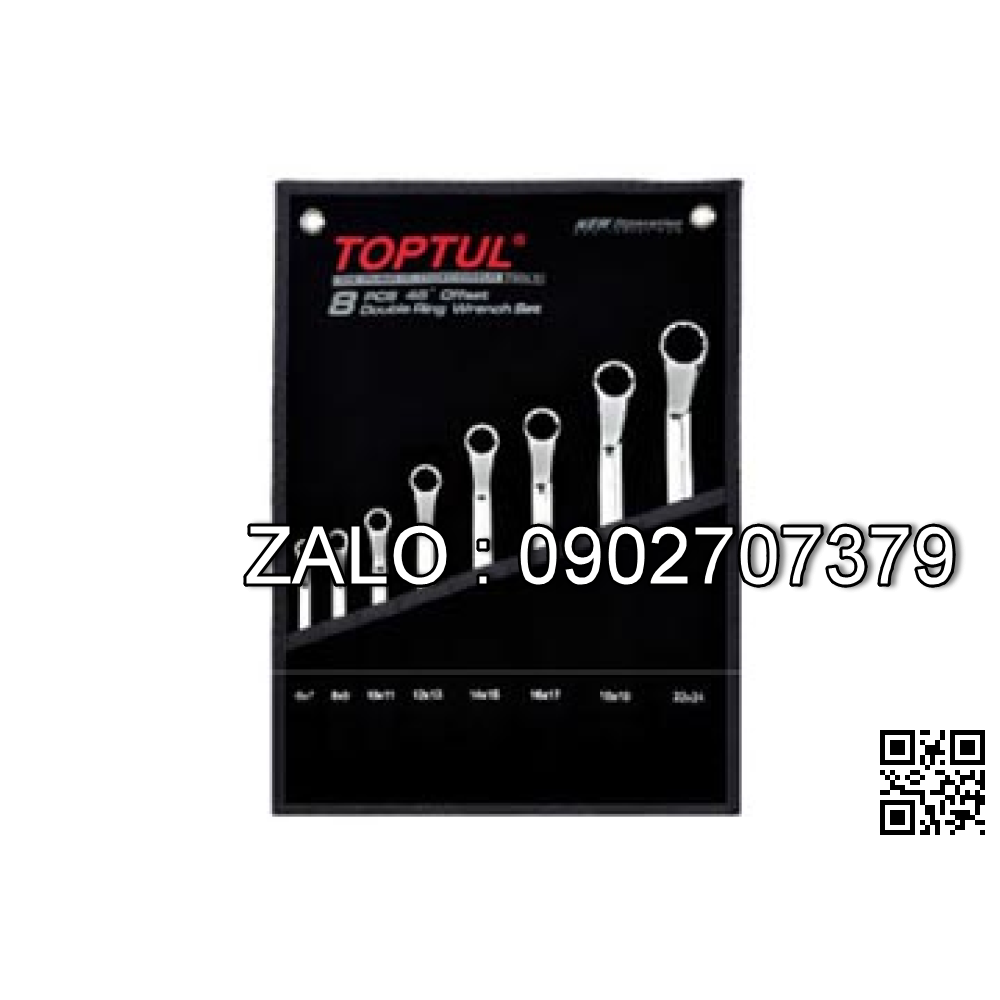 Bộ cờ lê 2 đầu vòng túi đựng màu đen
 TOPTUL 8 chi tiết 6-22mm Mạ crôm GPAI0802