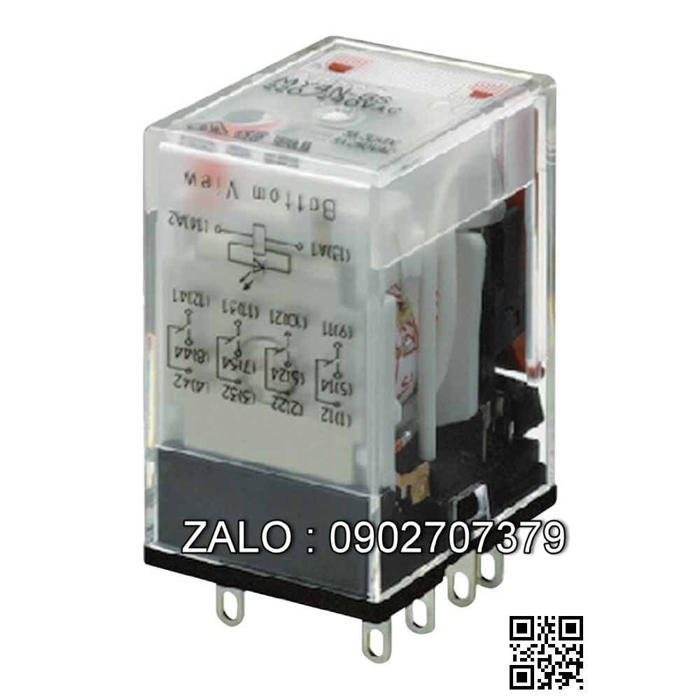 Relay trung gian 14 chân MY4N-GS, DC24, gồm đế: PYFZ-14-E