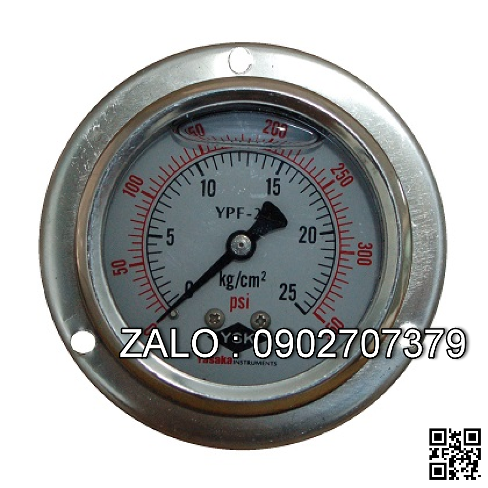 Đồng hồ dầu, đồng hồ báo nhớt 1 kim inox chân sau YPF-7 7kg/cm2