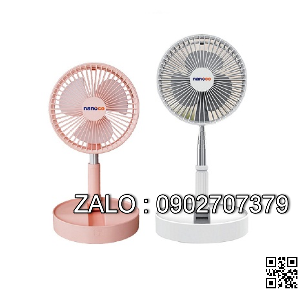 Quạt sạc gấp gọn Nanoco NFF1617P màu hồng