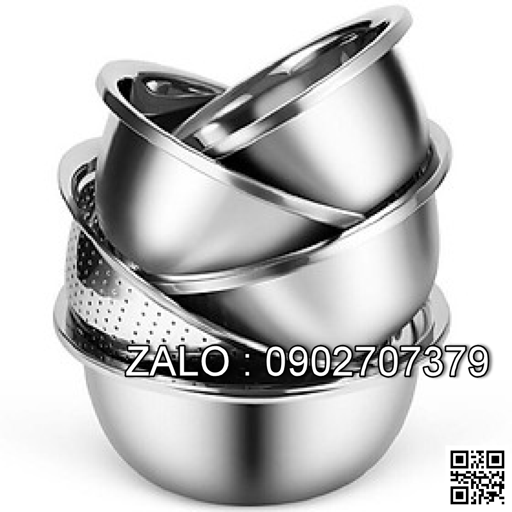 Bộ thau rổ Inox không gỉ 5 món tiện dụng (Kiện 40 bộ)