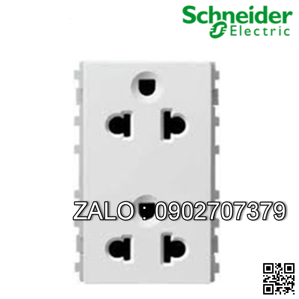 Ổ cắm đôi 3 chấu Schneider Zencelo A 84426LUES2_WE_G19 ( Màu trắng)