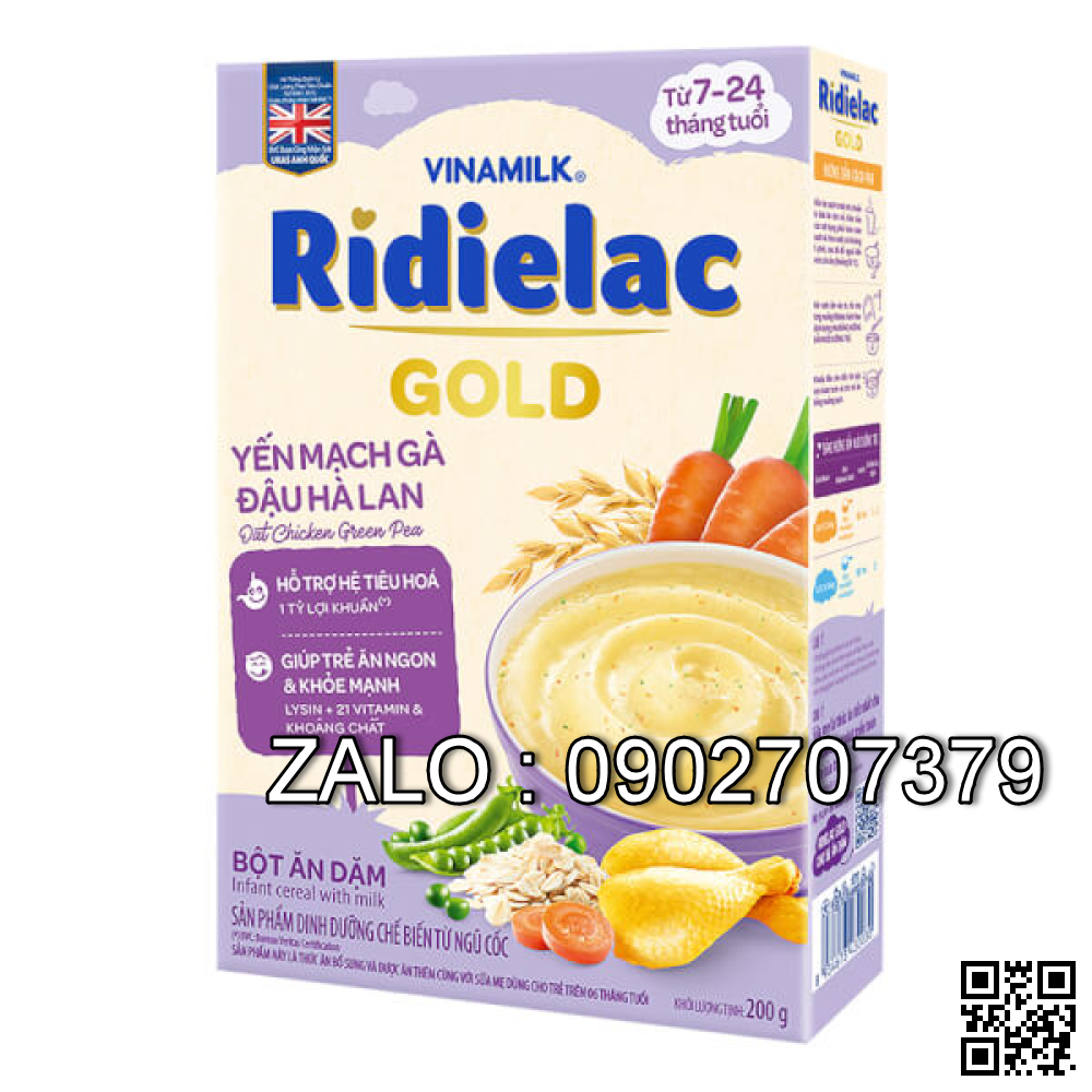 Vinamilk Ridielac Gold Bột ăn dặm Yến Mạch Gà Đậu Hà Lan