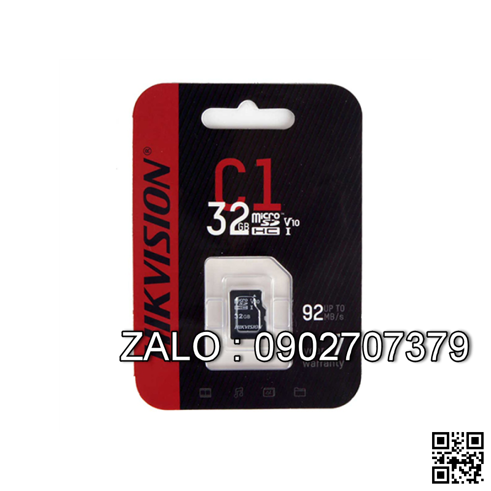 Thẻ Nhớ MicroSD Hikvision C1 32GB - 92Mb/S Box Class10 Chính Hãng