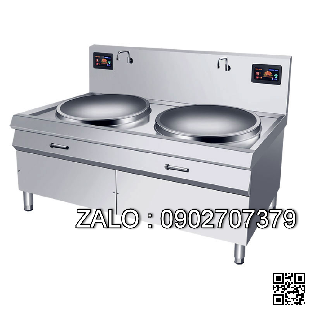Bếp từ công nghiệp đôi 2 mặt lõm xào 12kw,15kw HD-107
