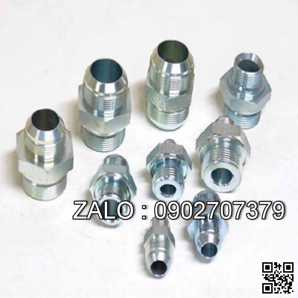 Đầu nối ống thủy lực đầu cút co 90 độ nối ống 3/8 inch, đầu ren trong 3/8-18 NPT côn lõm, gồm: 1 đầu cút và 1 vỏ áo