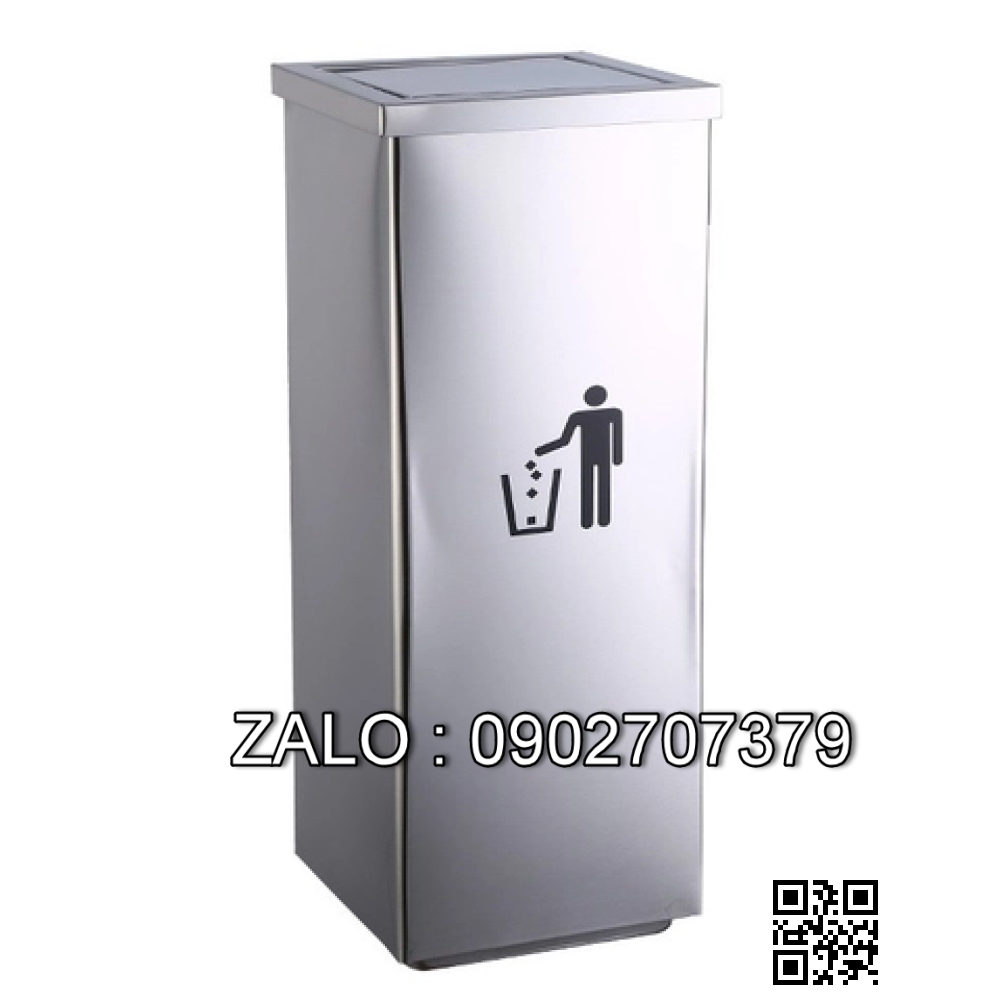 Thùng rác inox vuông nắp lật A34-F