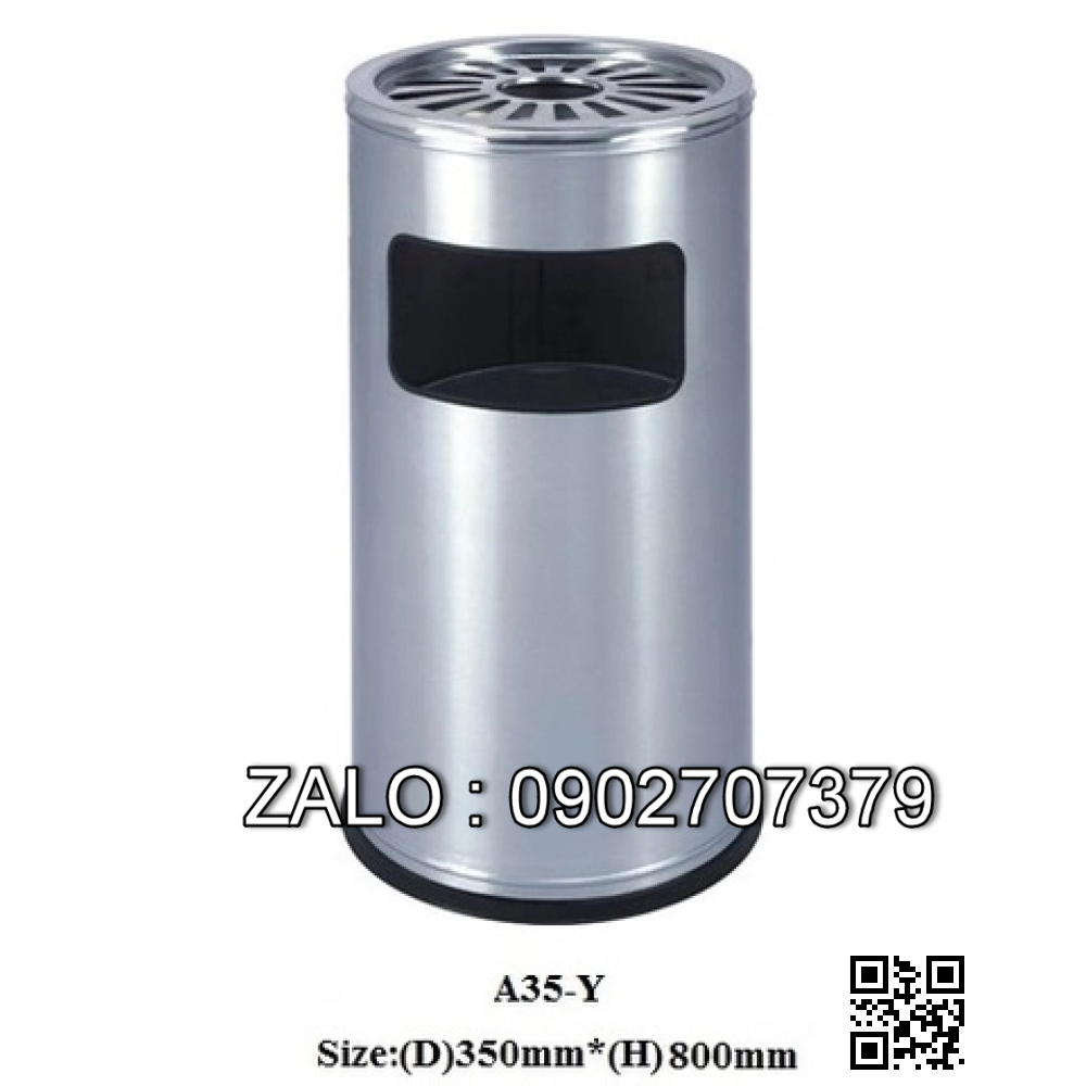 Thùng rác inox A35-Y (có gạt tàn thuốc lá)