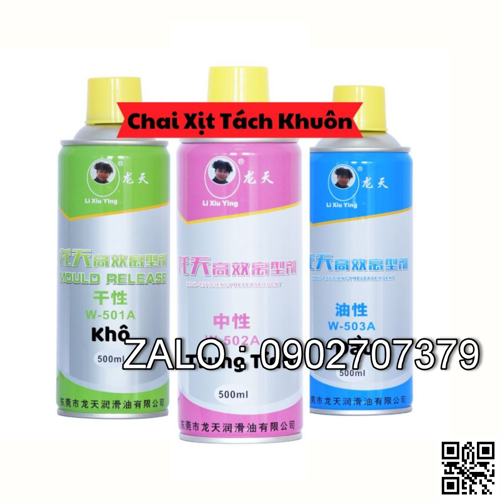 Chai xịt tách khuôn Long Thiên, Khô W-501, Trung tính W-502, Dầu W-503 Thùng 24 chai