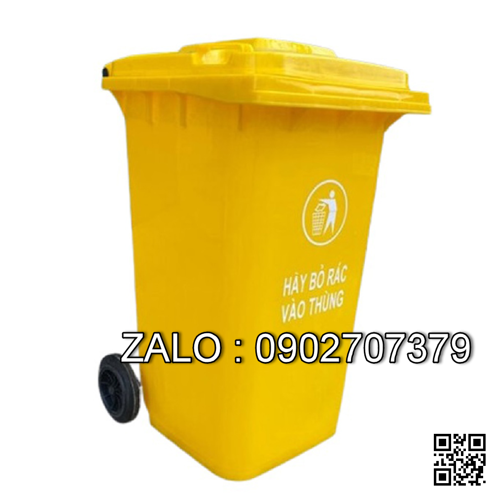 Thùng Rác Nhựa 360 Lít Vàng Có 2 Bánh Xe Lớn Nhất