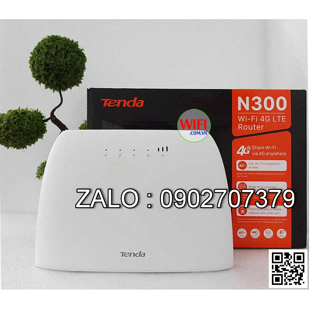 Router Wifi 4G Tenda 4G03 N300 -Ko Anten (Dùng Xe Khách - 32 User – 300Mbps - 2 Port Lan)