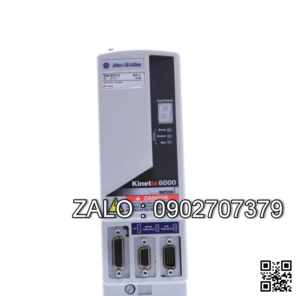 Driver, Cat no: 2094-BM01-S, Input: 95-264V, 0.75A, 1PH, 50/60Hz, Output: 0-460V, 3PH, 0-800Hz,8.6A/21.6A, NSX: Allen Bradley (Servo điều khiển motor cắt nhãn MTN )