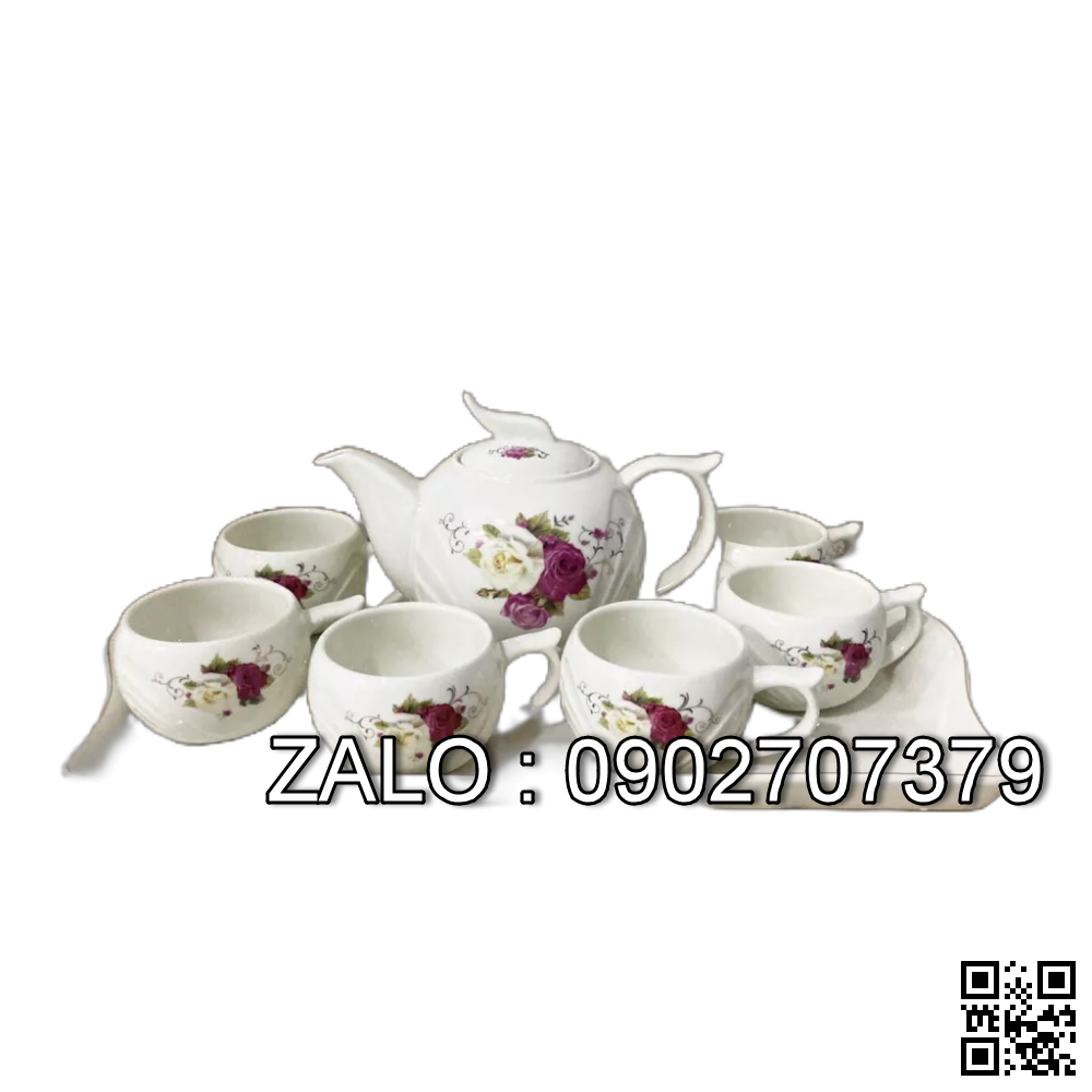 Bộ trà khây bình tròn hoa (nhiều hoa) L8-24