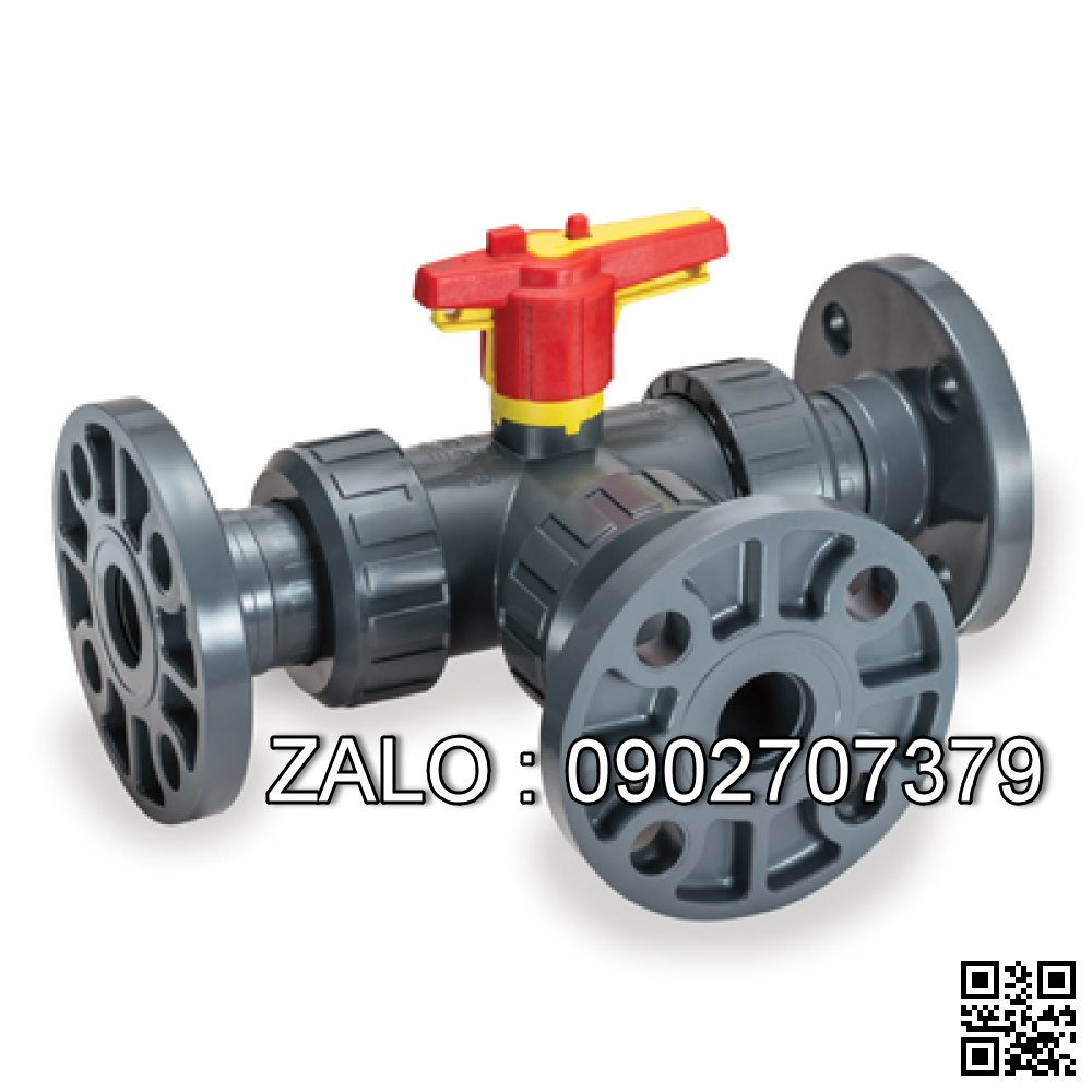 Van bi nhựa điều khí nén mặt bích 3 ngã DN300