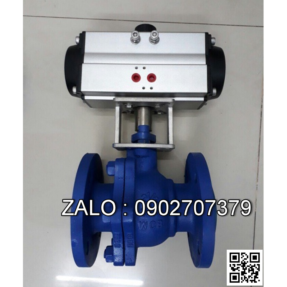 Van bi thép mạ kẽm điều khiển khí nén mặt bích 3 ngã DN40