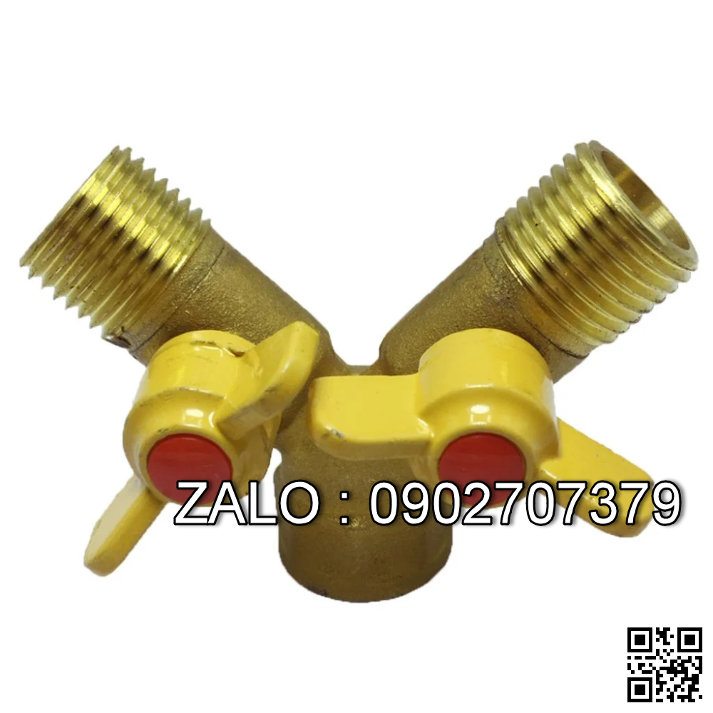 Van thau 3 ngã ren trong ở giữa 2 ren ngoài 2 khóa nhựa DN40