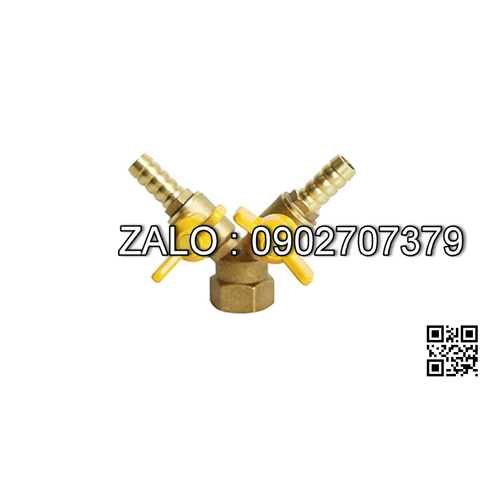 Van thau 3 ngã ren trong ở giữa - 2 đầu nối ống hơi DN8