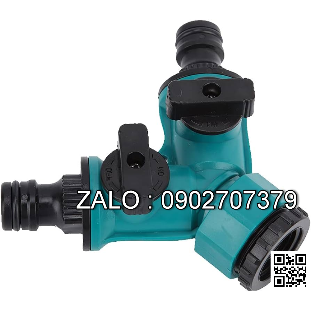 Van nhựa 3 ngã ren trong ở giữa - 2 khóa - 2 đầu nối ống D27