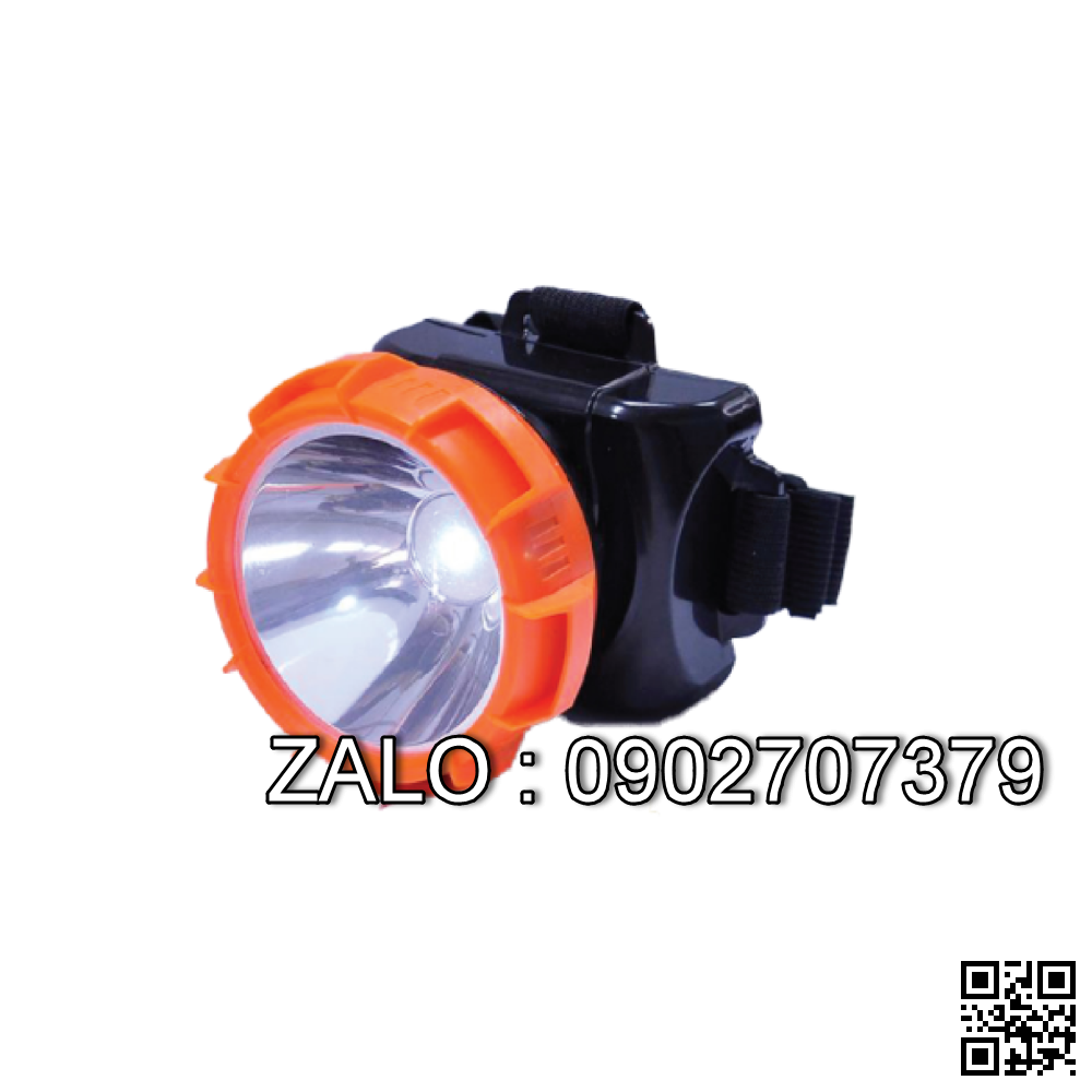 Đèn Pin Đội Đầu ( Pin Sạc, Đen - Cam, 1W )