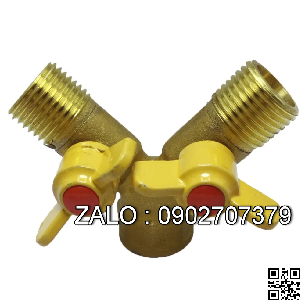 Van thau 3 ngã ren trong ở giữa 2 ren ngoài 2 khóa nhựa DN40
