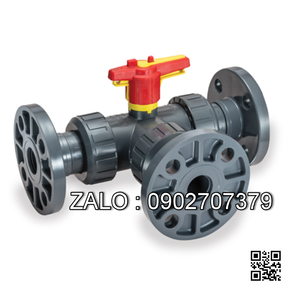 Van bi nhựa điều khí nén mặt bích 3 ngã DN350