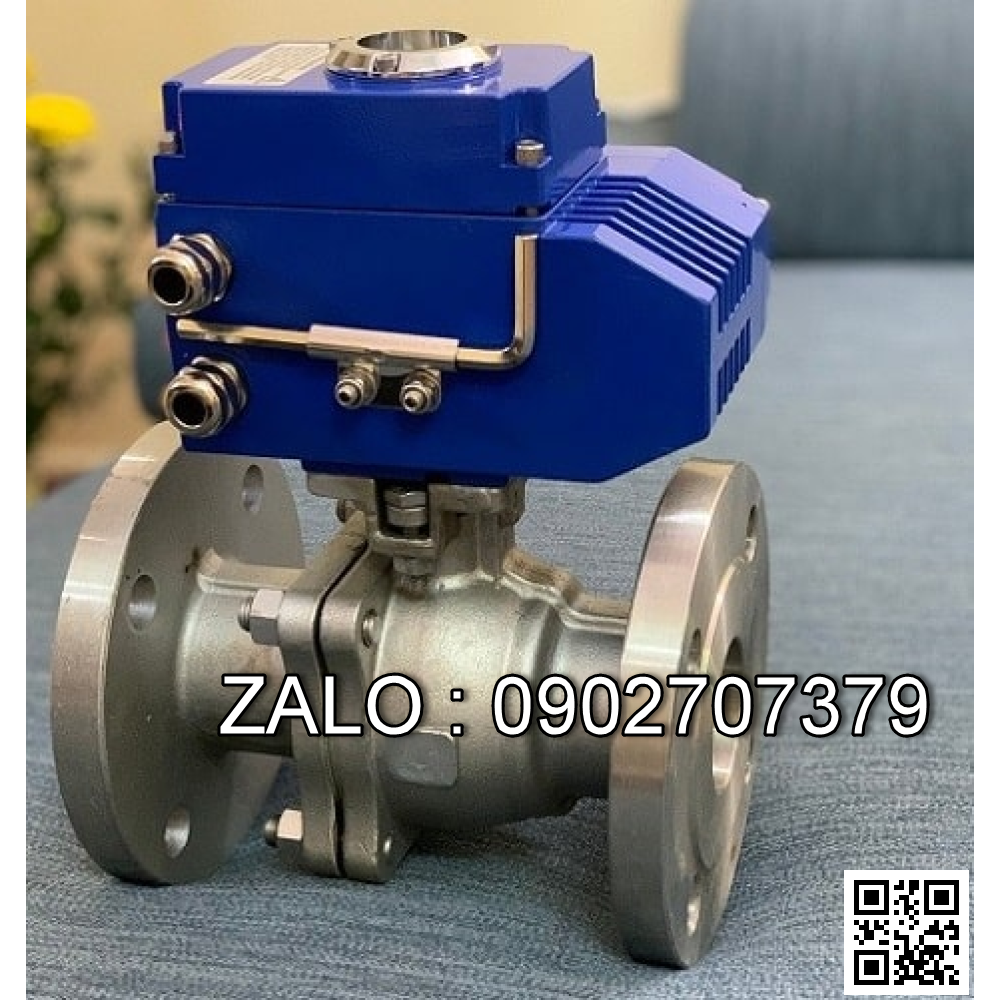 Van bi inox điều khiển khí nén mặt bích 2 ngã DN50