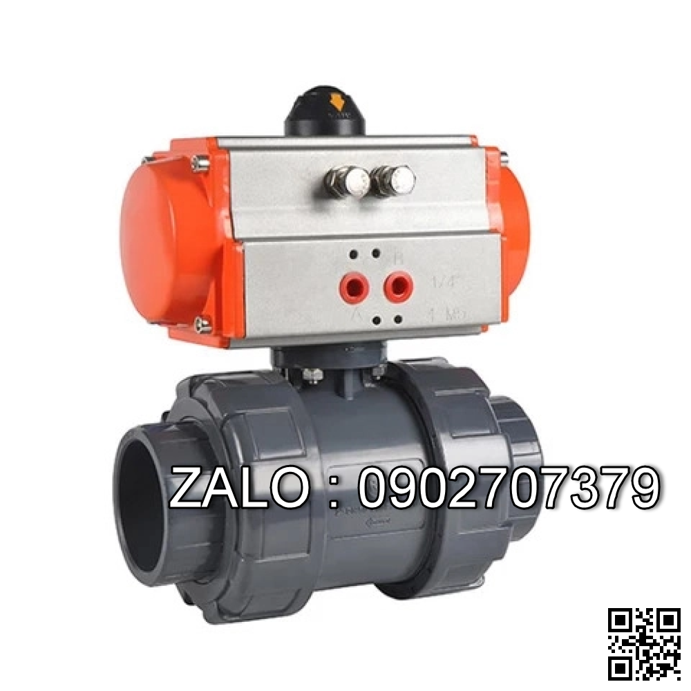Van bi thép mạ kẽm điều khiển khí nén rắc co 3 ngã DN65